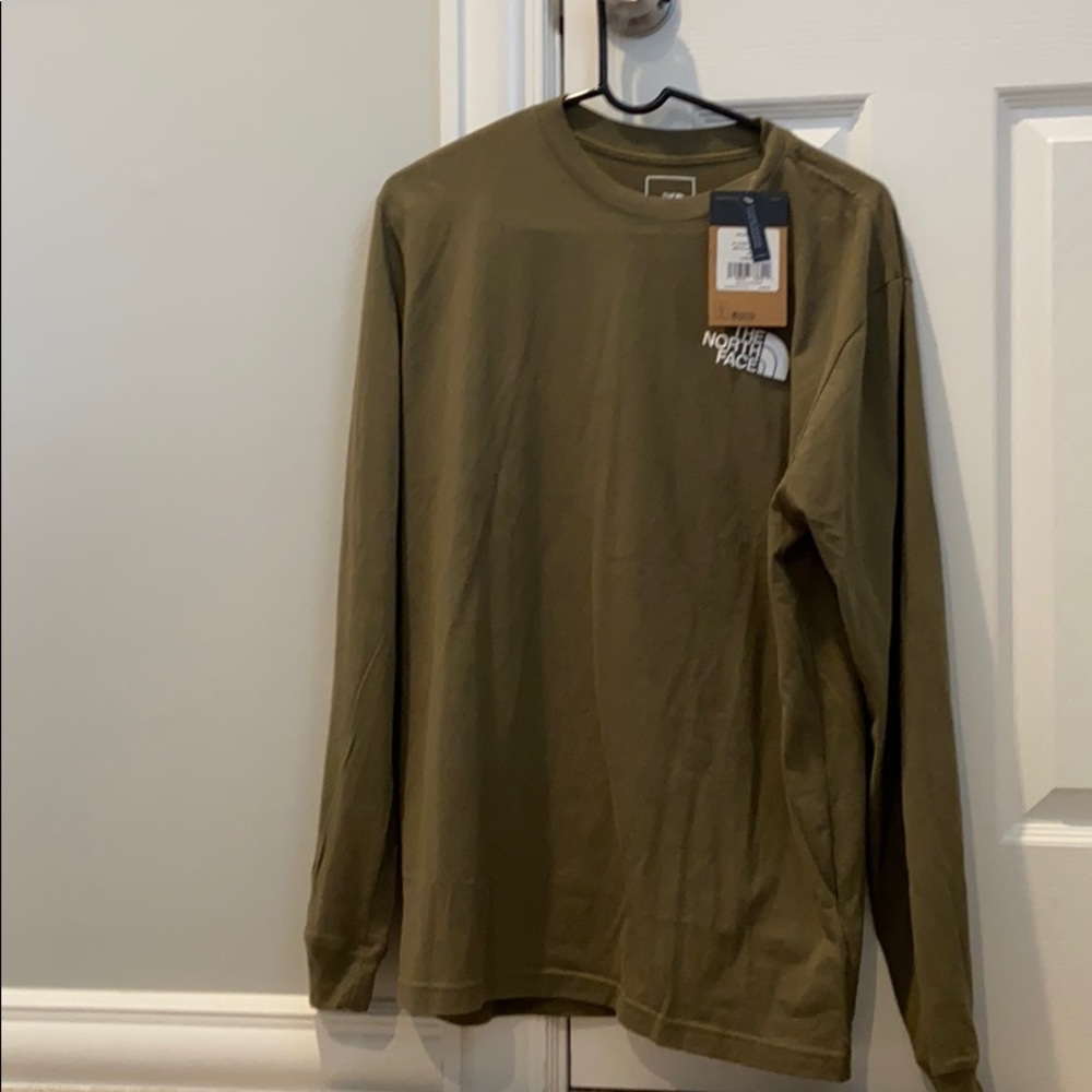 men's olive north face shirt brand new